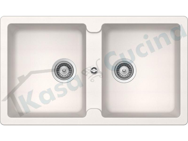 Lavello Cucina Due Vasche Bianco.Lavello Da Incasso Signus 2 Vasche Cm 86x50 Cristadur Bianco Puro Kasa Cucina Elettrodomestici Da Incasso