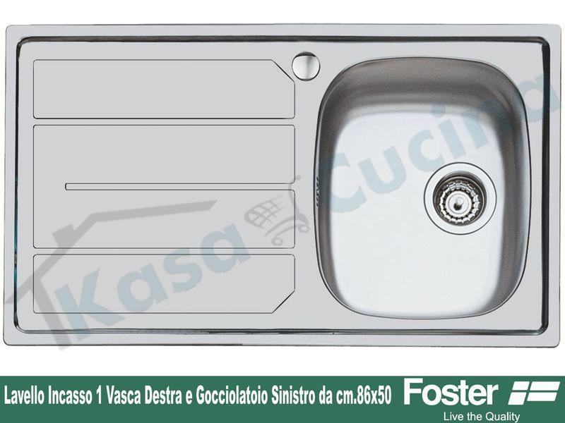 Lavello Cucina 1 Vasca 86x50.Lavello Da Incasso S1000 Cm 86x50 In Acciaio Inox 1 Vasca Destra Kasa Cucina Elettrodomestici Da Incasso