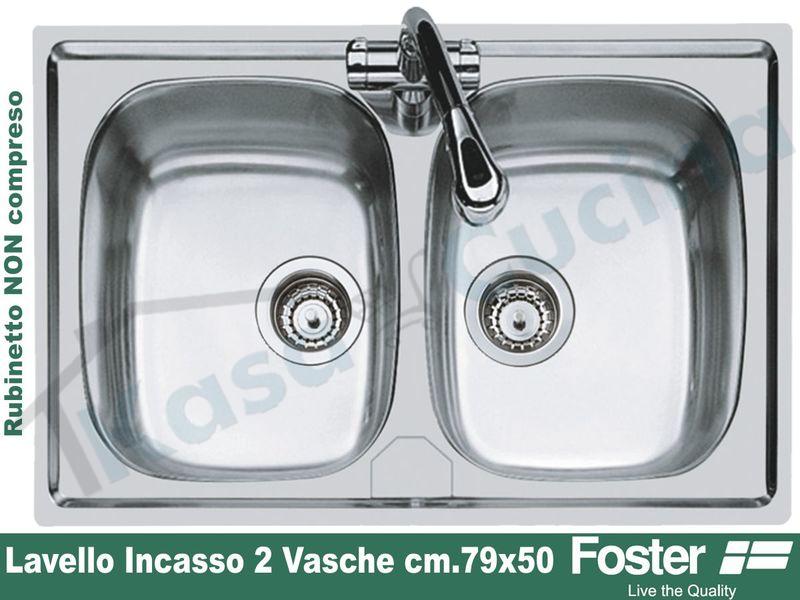 Lavello Cucina Non Da Incasso.Lavello Da Incasso S1000 Cm 79x50 In Acciaio Inox 2 Vasche Kasa Cucina Elettrodomestici Da Incasso