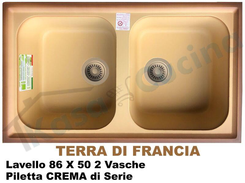 Lavello Cucina 2 Vasche Terra Di Francia.Lavello Futura 86x50 2 Vasche Terra Di Francia Pilette Crema Kasa Cucina Elettrodomestici Da Incasso