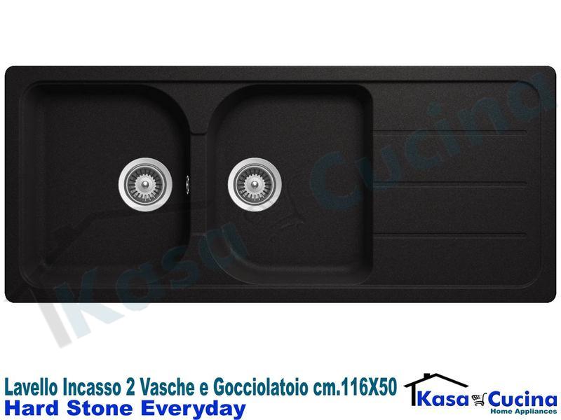 Lavandino Cucina Nero 2 Vasche.Lavello Da Incasso Everyday Cm 116x50 Fragranite Nero 2 Vasche Kasa Cucina Elettrodomestici Da Incasso