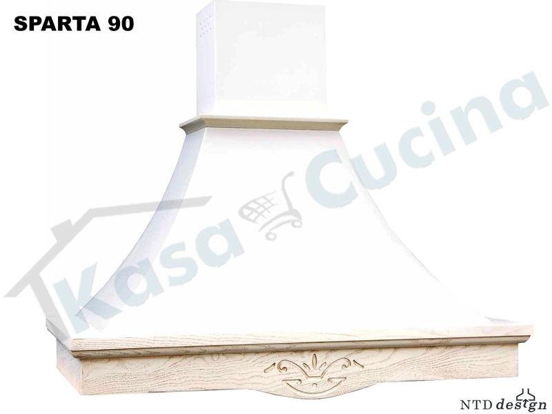 Cappa Parete Rustica Sparta 90 Con Trave Legno Massello Frassino Grezzo