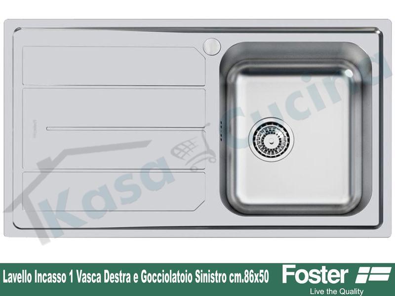 Lavello Cucina Una Vasca 86x50.Lavello Da Incasso Elttra Cm 86x50 In Acciaio Inox 1 Vasca Destra Kasa Cucina Elettrodomestici Da Incasso