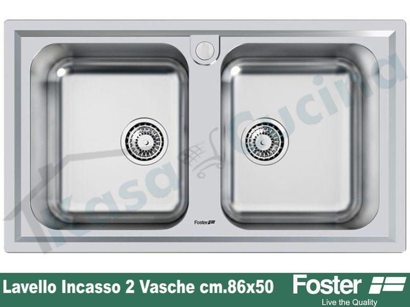 Lavelli Cucina Acciaio Inox Foster.Lavello Da Incasso Elettra Cm 86x50 In Acciaio Inox 2 Vasche Kasa Cucina Elettrodomestici Da Incasso