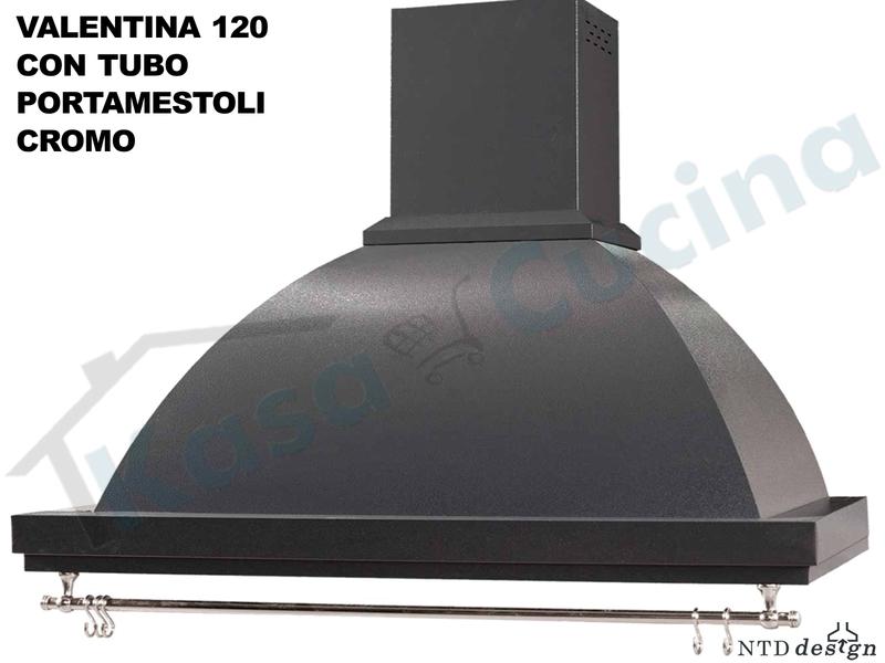 Cappa Parete Rustica Valentina 120 Verniciata Antracite Con Sottopensile Inox