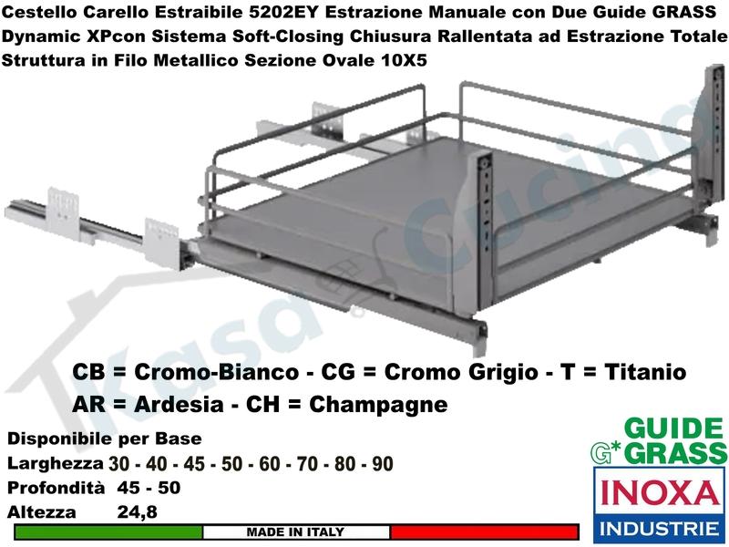 Carello Cassetto Cestello Estraibile Inoxa 3202Y/120-50PC Guide BLUM Base  da 120