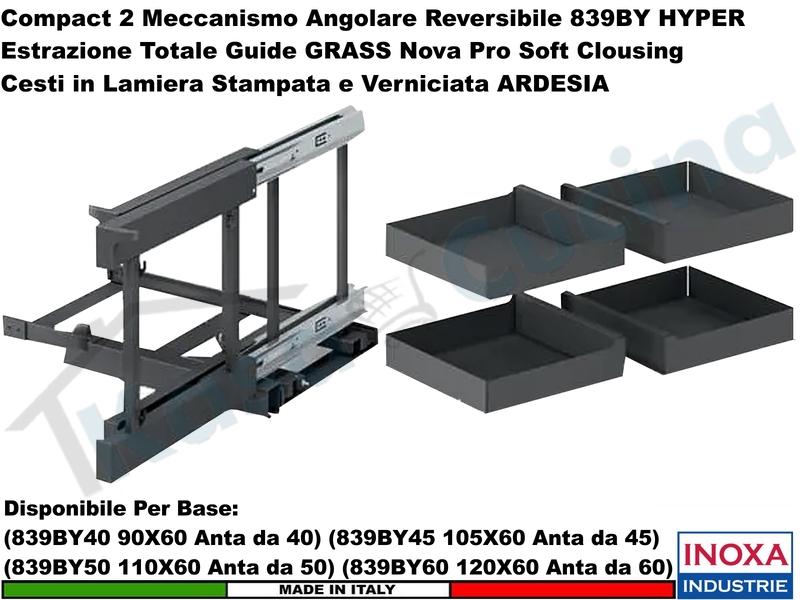 Compact 2 HYPER 839BY Estrazione Totale Reversible 4 Cesti Ardesia Scegli  misura