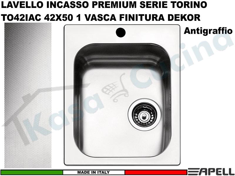 Lavello Apell Torino Acciaio Antigraffio 42X50 1 Vasca