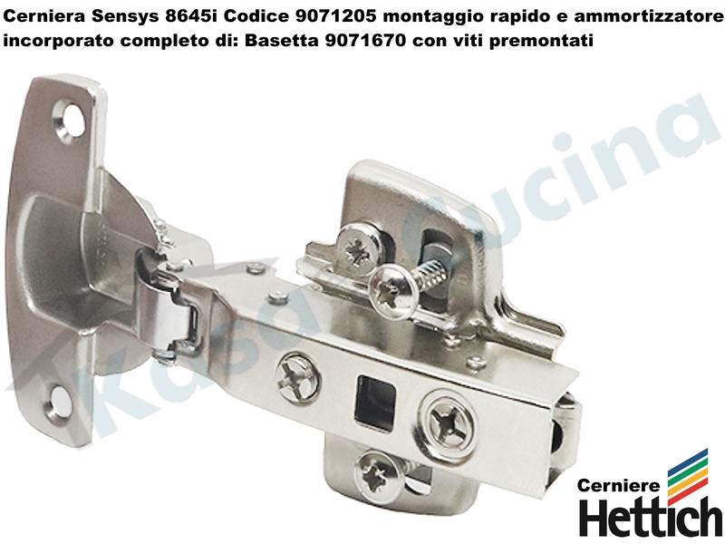 Cerniera Clip HETTICH Ammortizzata 110° Sensys 8645i 9071205 e Basetta 9071670