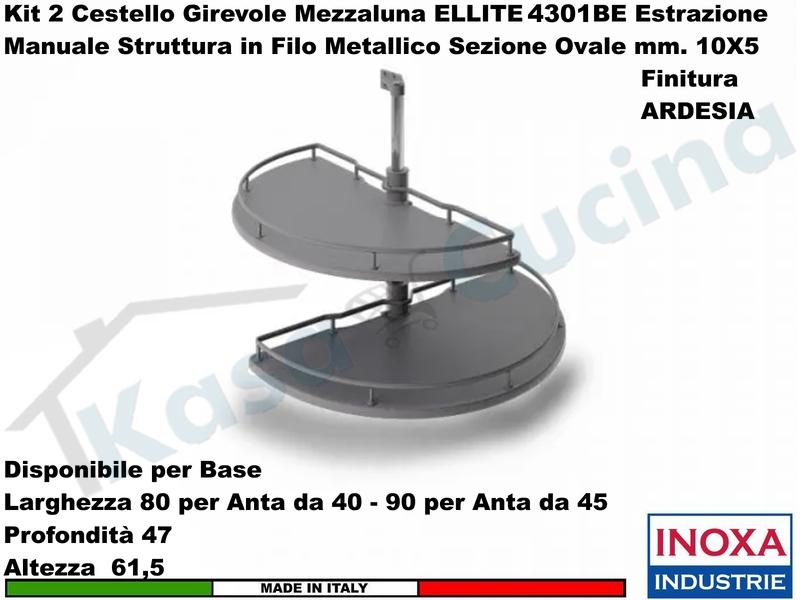 Cestello Mezzaluna Girevole x Base Min.105X60 Anta 45 4301BE/76AR Ardesia