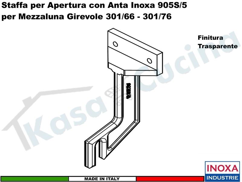 Kit 2 Art.301/76CR Mezzaluna Girevole + 2 Staffe 905S/3 +1 Aggancio 905S/5  CROMO
