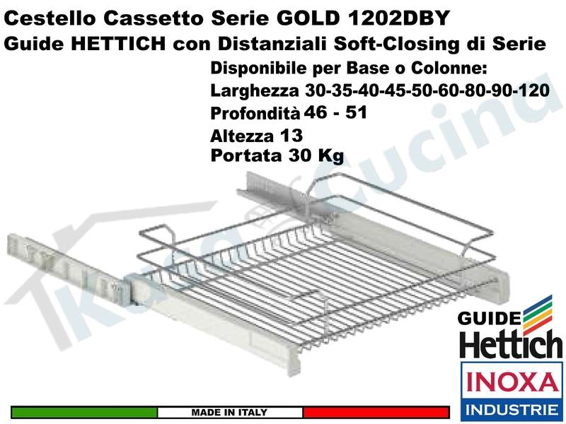 Cestello Cassetto Estraibile Inoxa 1202DBY/30-50PC Guide HETTICH Base 30  H.13