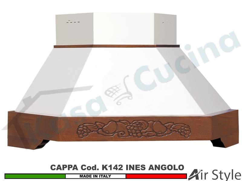 Cappa Angolo Ines 103X103 Legno Frassino o Tiglio Grezzo + MOTORE 420 m³/h