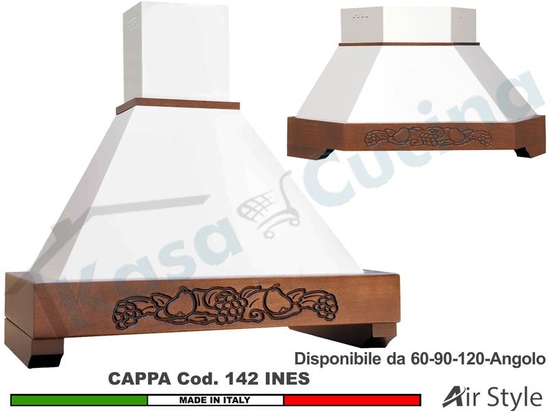 Cappa Rustica Ines 60/90/120/Angolo Legno Frassino/Tiglio Grezza + MOTORE 420 m³