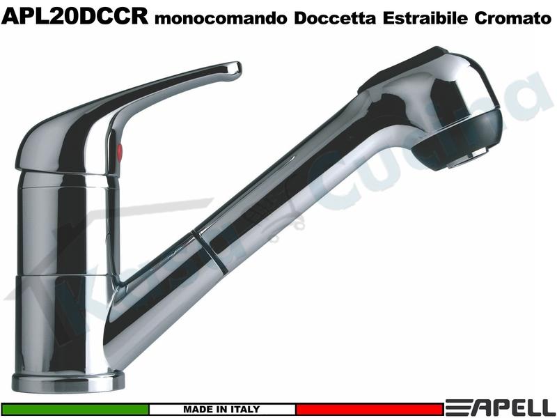 Miscelatore Rubinetto APELL APL20DCCR Canna Bassa Doccia Estraibile Cromato