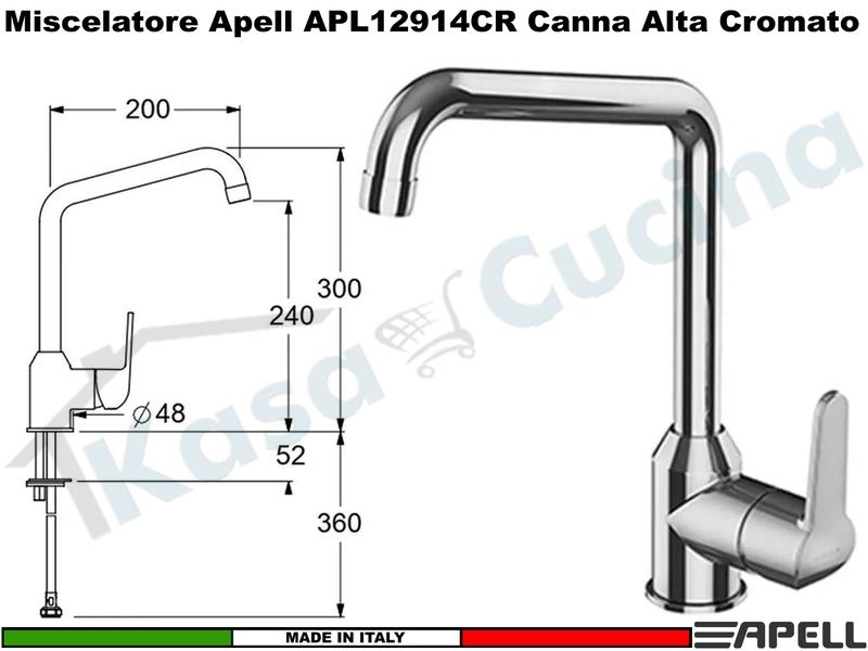 Miscelatore Rubinetto Monocomando APELL APL12914CR Canna Alta Cromato