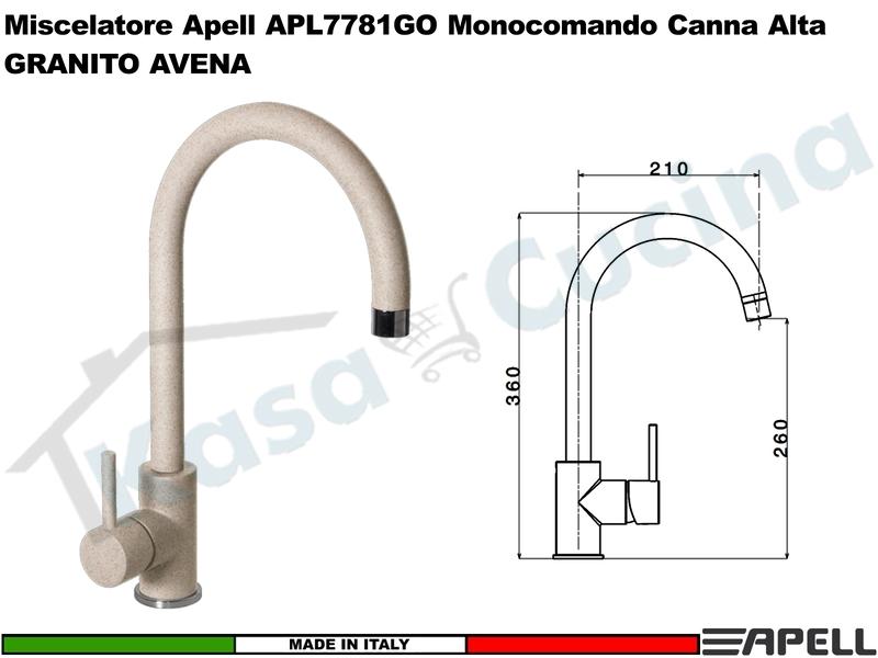 Miscelatore Rubinetto Monocomando APELL APL7781GO Canna Alta AVENA