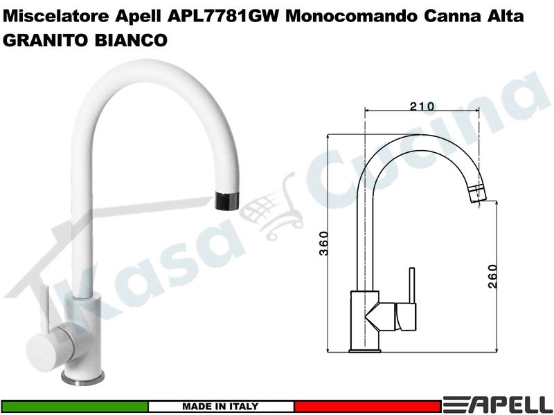 Miscelatore Rubinetto Monocomando APELL APL7781WH Canna Alta BIANCO