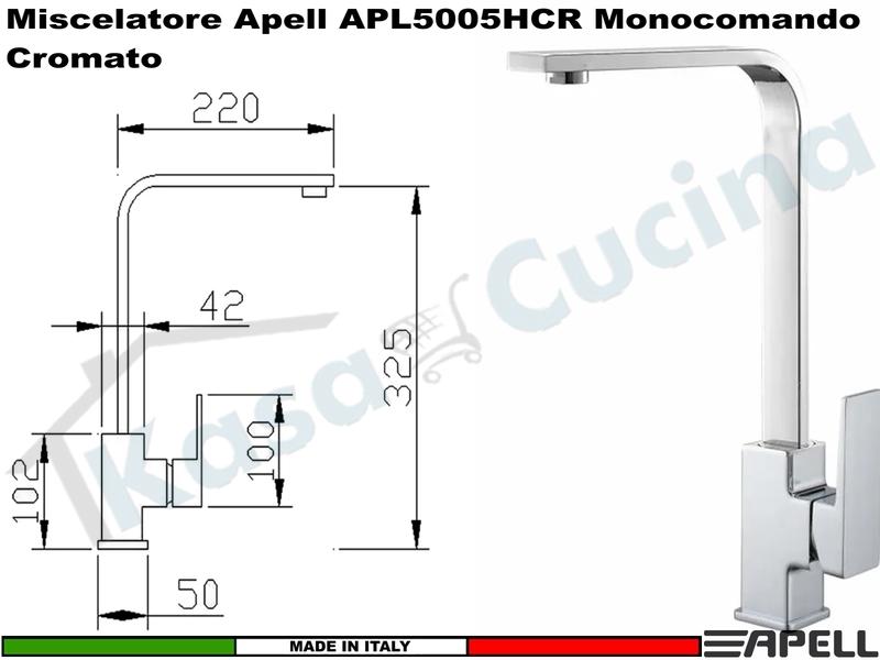 Miscelatore Rubinetto Monocomando APELL APL5005HCR Canna Alta Cromato