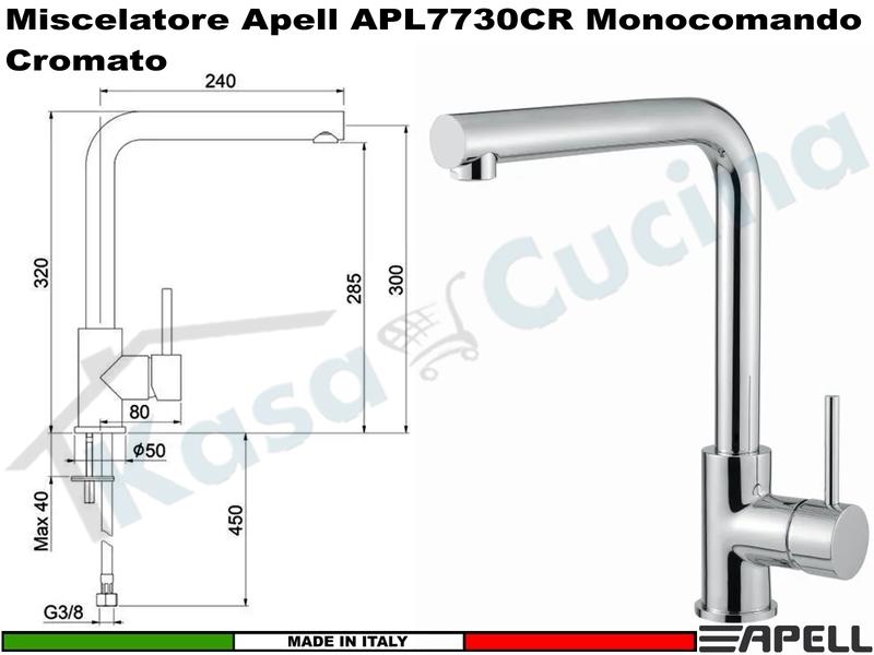 Miscelatore Rubinetto Monocomando APELL APL7730CR Canna Alta Cromato