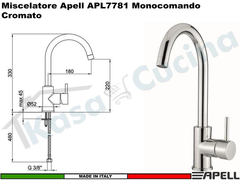 Miscelatore Rubinetto Monocomando APELL APL7781CR Canna Alta Cromato