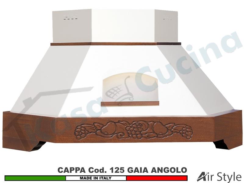 Cappa Angolo GAIA 103X103 Legno Frassino o Tiglio Grezzo + MOTORE 420 m³/h