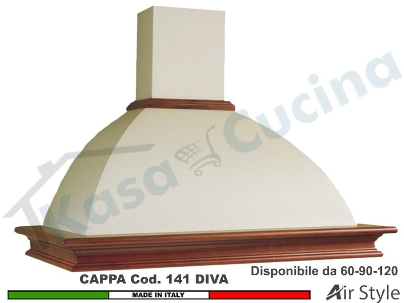 Cappa Rustica DIVA 60/90/120 Legno Frassino/Tiglio Grezza + MOTORE 420 m³/h