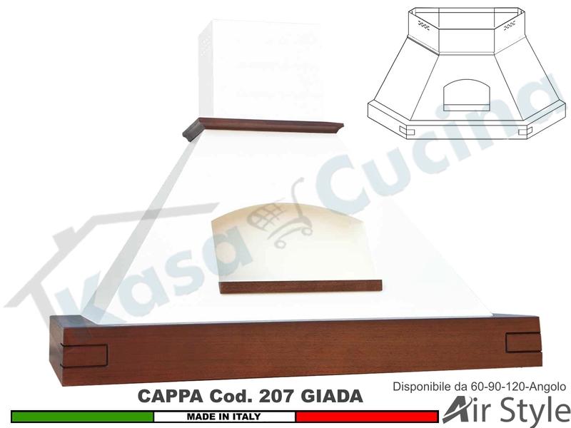 Cappa Rustica GIADA 60/90/120/Angolo Legno Frassino/Tiglio Grezza + MOTORE 420 m³