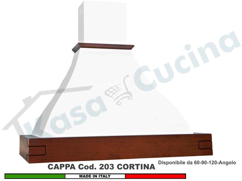 Cappa Rustica Cortina 60/90/120/Angolo Legno Frassino/Tiglio Verniciata + MOTORE 420 m³