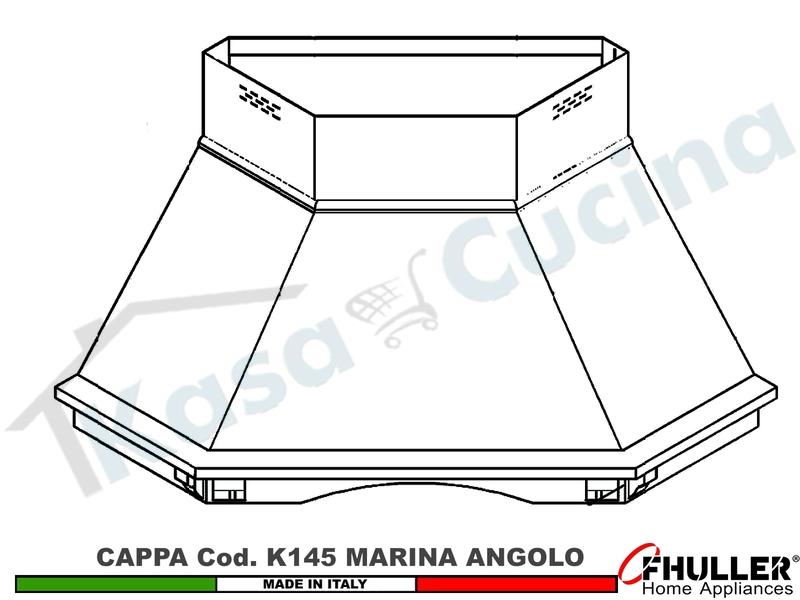 Cappa Angolo MARINA 103X103 Legno Frassino o Tiglio Grezzo + MOTORE 420 m³/h