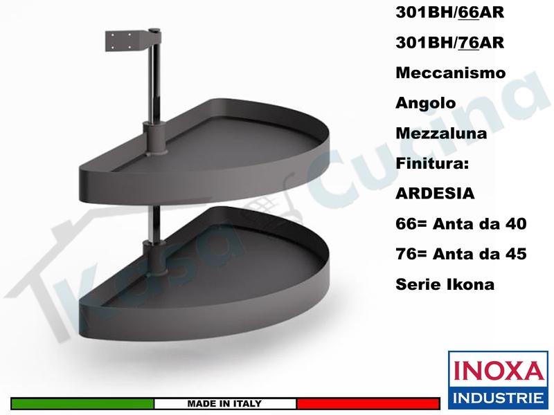 Kit 2 Cestelli Mezzaluna Girevoli x Base Min.100X60 Per Anta 40 Ardesia