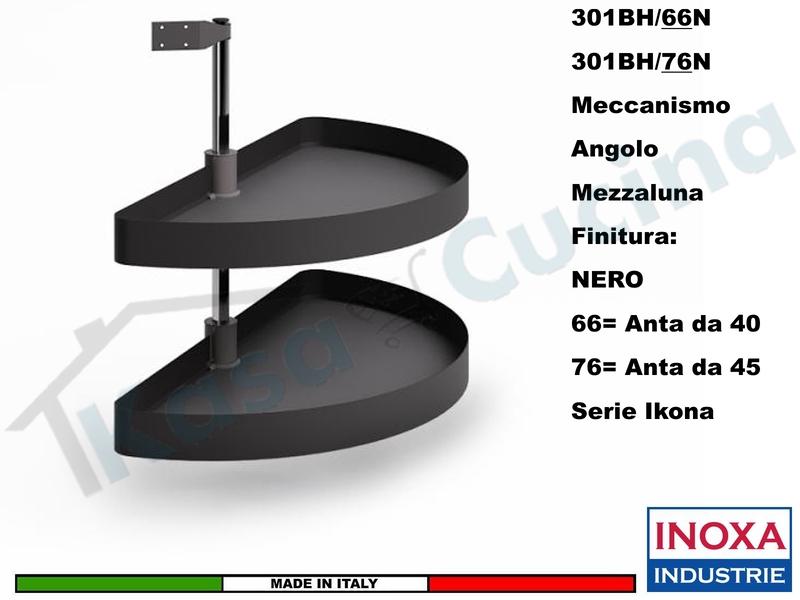 Kit 2 Cestelli Mezzaluna Girevoli x Base Min.105X60 Per Anta 45 Nero