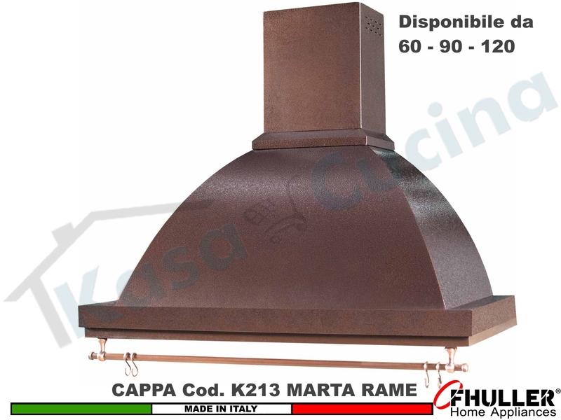 Cappa Parete Rustica Marta 60/90/120 con Tubo Rame + MOTORE 420 m³/h RAME