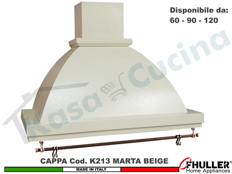 Cappa Parete Rustica Marta 60/90/120 con Tubo Rame + MOTORE 420 m³/h BEIGE