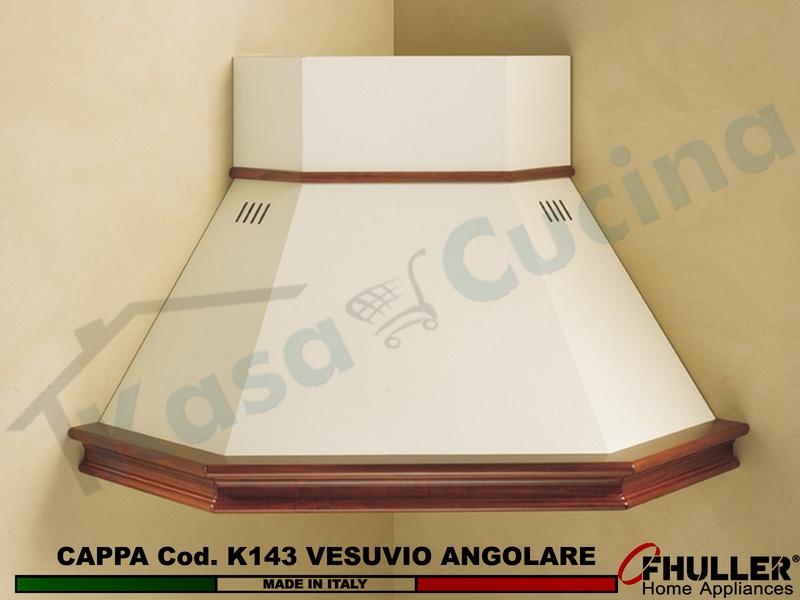 Cappa Angolo VESUVIO 103X103 Legno Frassino o Tiglio Verniciata + MOTORE 420 m³h