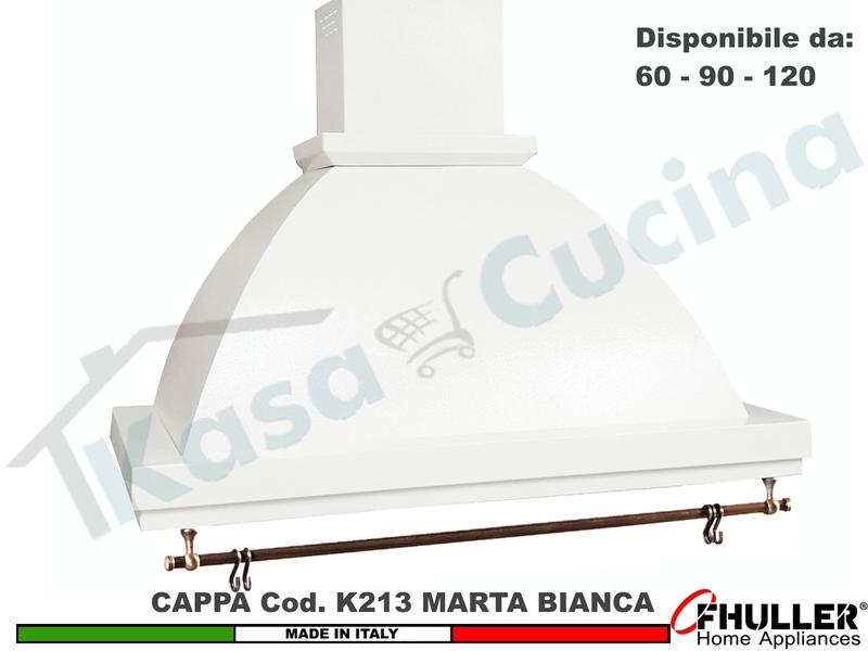 Cappa Parete Rustica Marta 60/90/120 con Tubo Rame + MOTORE 420 m³/h BIANCA