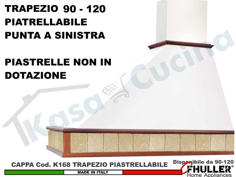 Cappa TRAPEZIO Piastrellabile 90 120 Legno Frassino/Tiglio Grezza + MOTORE 420 m³ Punta SX