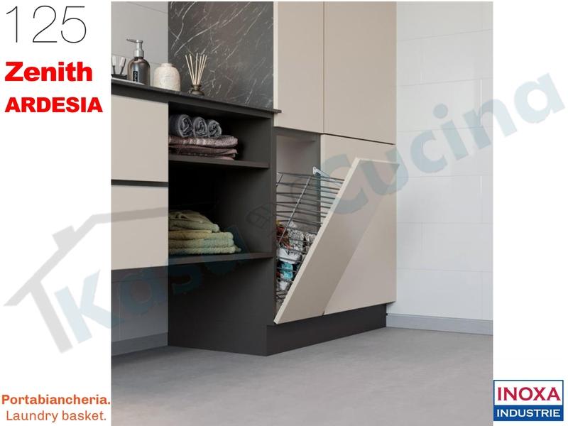 Cesto Portabiancheria 125 INOXA per anta a ribalta Serie ZENITH Base 60 Ardesia