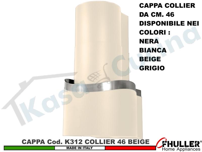 Cappa Cucina Parete Moderna 46 COLLIER K312 BG Verniciata BEIGE + MOTORE 420 m³/h