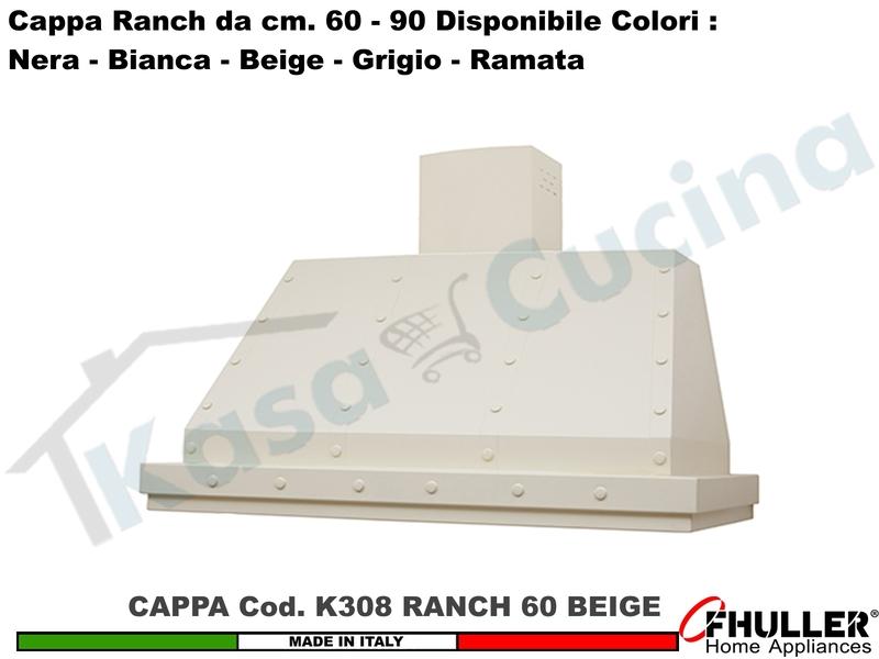 Cappa Cucina Parete Moderna RANCH K308 cm.60 Beige + MOTORE 420 m³/h Classe F