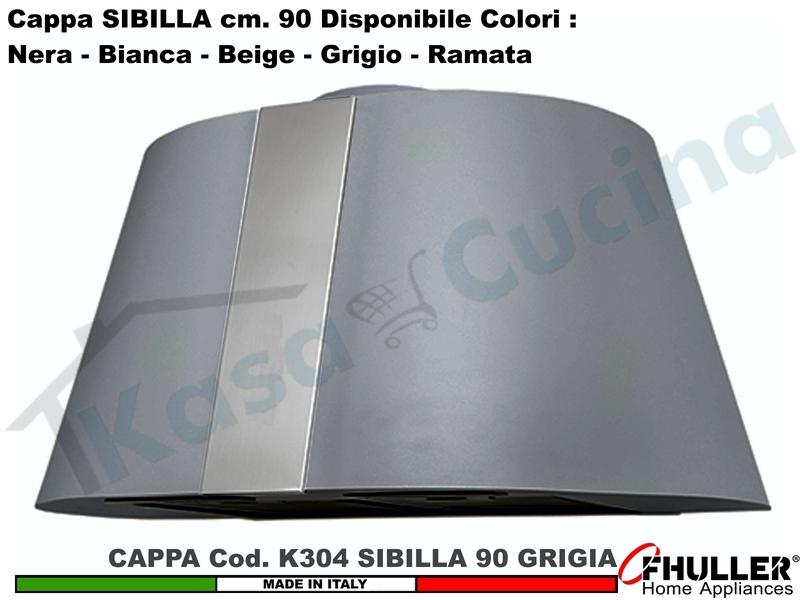 Cappa Cucina Parete Moderna 75 SIBILLA K304 GR Inox / Grigio + MOTORE 420 m³/h