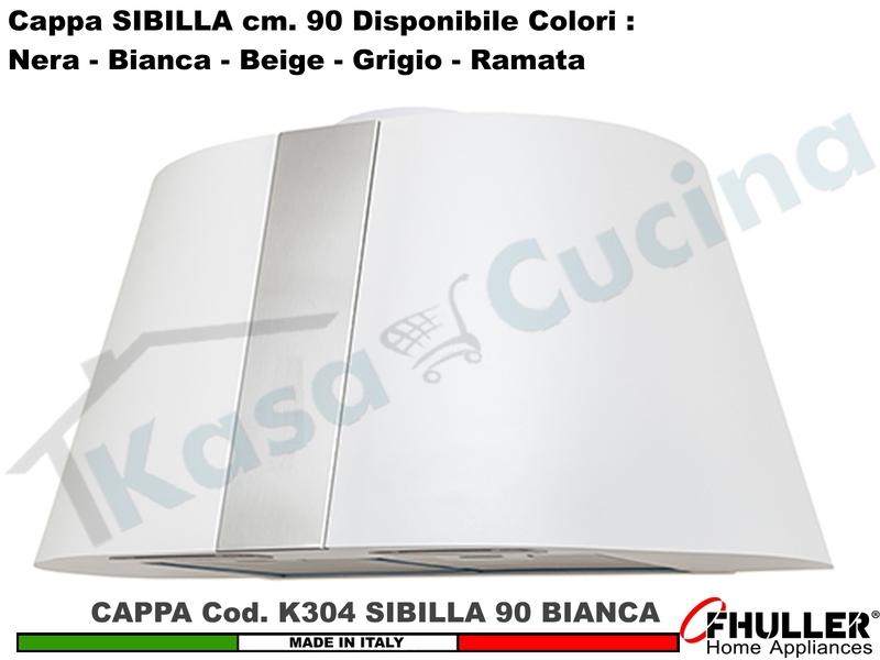 Cappa Cucina Parete Moderna 75 SIBILLA K304 BC Inox / Bianca + MOTORE 420 m³/h