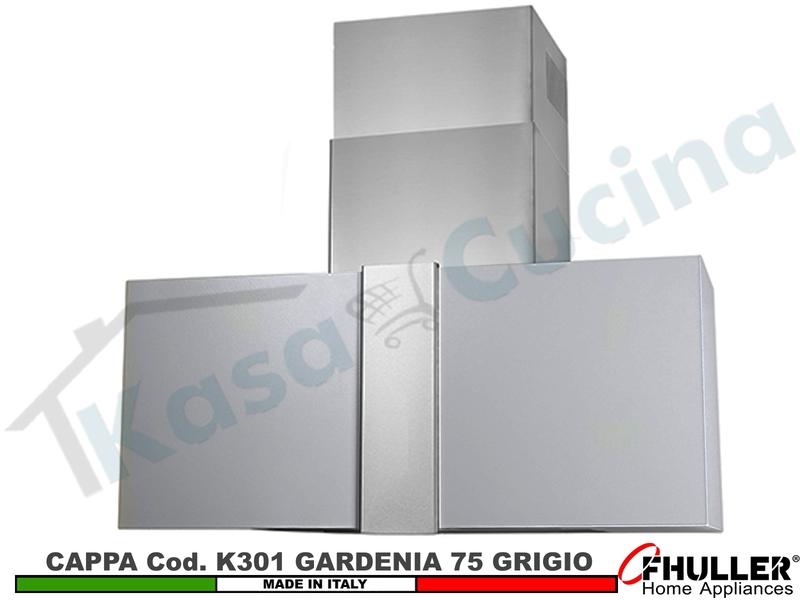 Cappa Cucina Parete Moderna GARDENIA K301/75GR Grigia + MOTORE 420 m³/h Classe F