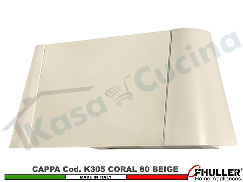 Cappa Parete Moderna 80 CORAL K305 BG Verniciata Beige - Vetro Beige