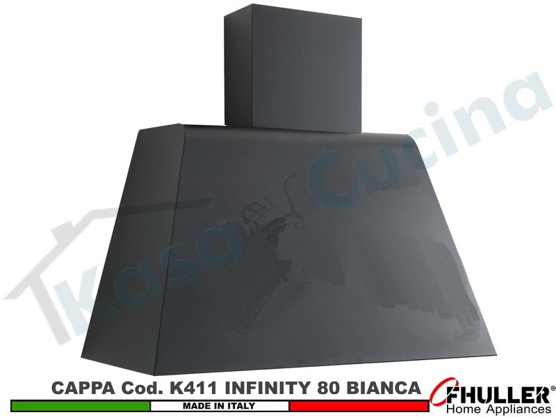 Cappa Cucina Parete Moderna da cm. 80 INFINITY K411 BC Verniciata Bianca