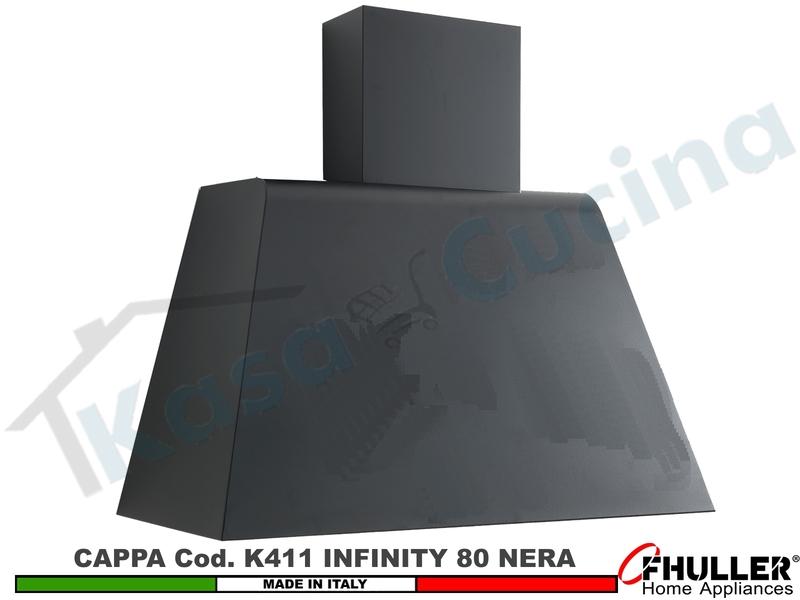 Cappa Cucina Parete Moderna da cm. 80 INFINITY K411 NE Verniciata Nera