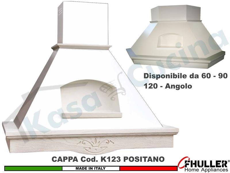 Cappa Parete Rustica POSITANO 60/90/120/Angolo Legno Frassino/Tiglio Verniciata + MOTORE 420 m³