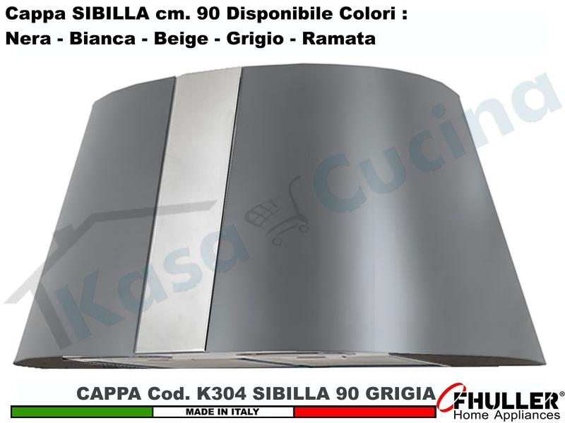 Cappa Cucina Parete Moderna 75 SIBILLA K304 GR Inox / Grigio + MOTORE 420 m³/h