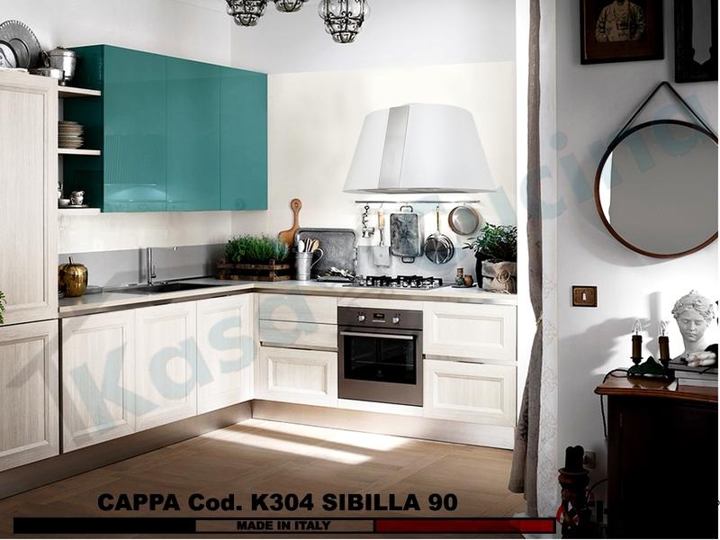 Cappa Cucina Parete Moderna 75 SIBILLA K304 BC Inox / Bianca + MOTORE 420 m³/h