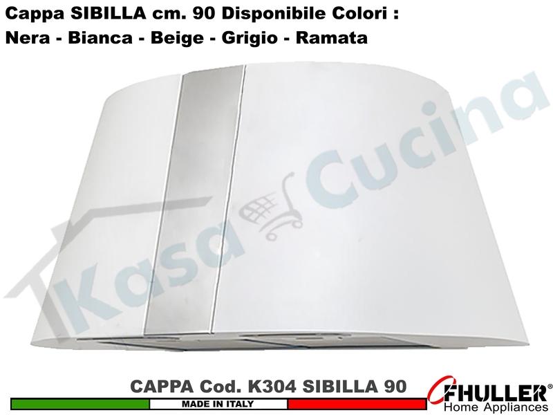 Cappa Cucina Parete Moderna 75 SIBILLA K304 Bianca/Beige/Grigio/Nera MOTORE 420 m³/h